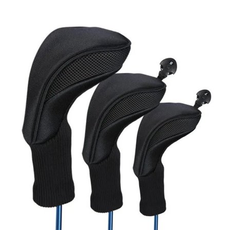 【PP】3X Golfkøllehodedekselsett Lang hals Driver Fairway Woods Headcover svart svart-XS2-