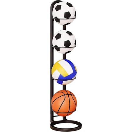 Balloppbevaringsstativ, flyttbar kube fotballstativ slitesterk basketballstativ organizer vertikalt ballstativ displaystativ