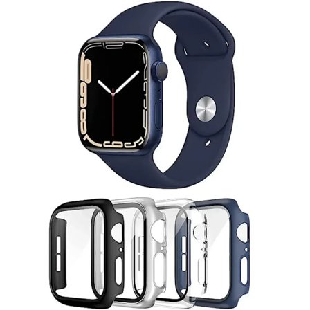 5-pack Glas+Fodral+Armband för Apple Watch armband 44mm 45mm 40mm 41mmm 38 42mm 44mm 45mm Silikon iWatch serie 4 5 6 se 7 8 9 armband