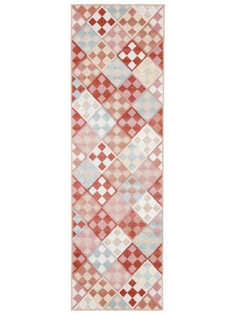 Indoor/Outdoor Rug Geometric Washable Small Kusta - Beige/Multicolor 80X250 In Modern Style