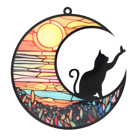 Minnesoljeglassvinduhengende for tap av katt - Fargerike akrylpynt UV-trykt (TYU400)