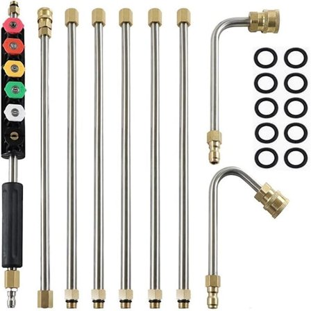 Paineenpesurin jatkovarsi 4000 PSI Teleskooppinen korvaava varsi suuttimilla kattoikkunoiden puhdistukseen