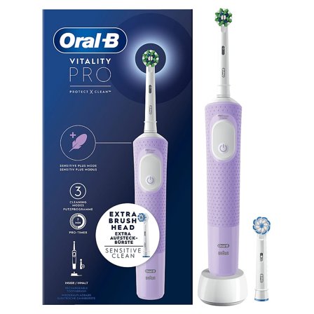 Oral-B Vitality Pro Eltandbørste + 1 Børstehoved Lilla, Medicin & Pleje, Tandbørster, El-tandbørster