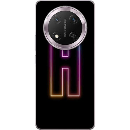 Yhteensopiva Puhelinkuori Honor Honor Magic7 Lite Minimalistinen neonkirjain H väriä vaihtavassa valossa mustaa taustaa vasten modernilla typografis
