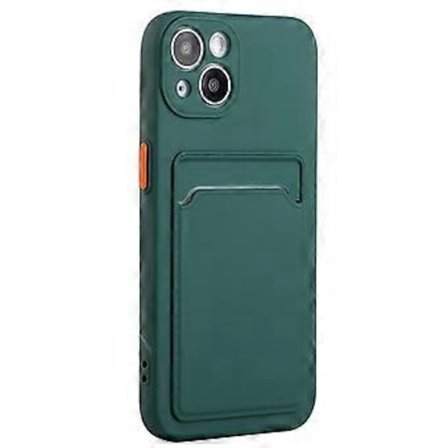Kompatibel med iPhone 15 TPU Beskyttende Telefon Cover Stødsikker Bagside med Kortholder (Grøn)