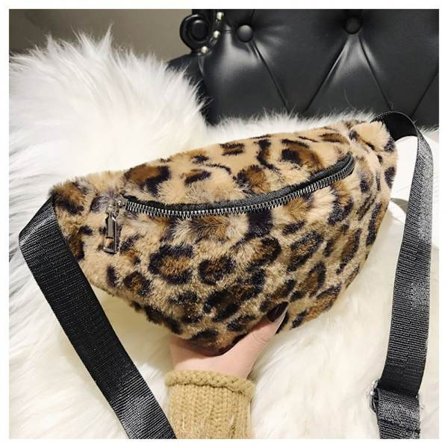 Plysch midjeväska Leopard Crossbody-väskor