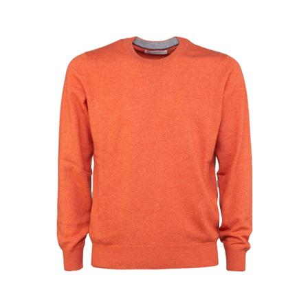 Brunello Cucinelli, Round-neck Knitwear Oranje, Heren, Maat:M