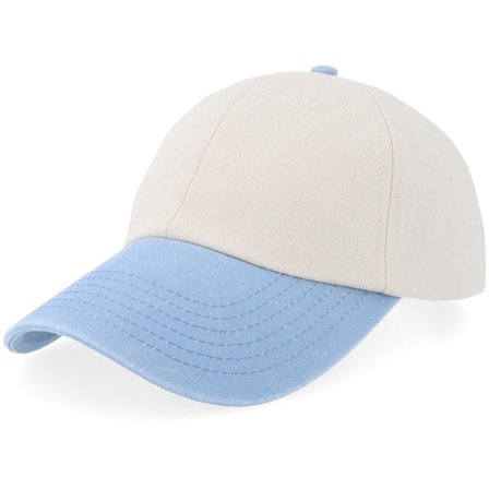 Beechfield - Beige unconstructed Casquette - B673 Natural/Vintage Light Blue Dad Cap @ Hatstore