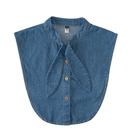 Denim-valepusero pupunkorvilla, irrotettava puseronkaulus rusetilla, puolipaita kevääseen, kesään ja syksyyn