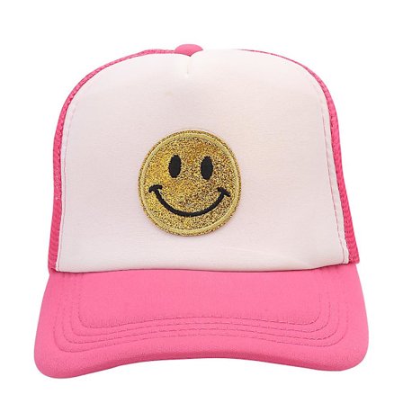 Baseball-lippis Smiley, keltainen unisex-kimalteleva hymiönaamapainatus kirjailtu hattu