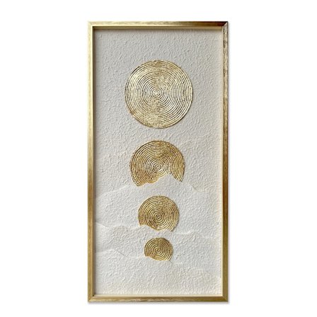 Kultainen ja valkoinen koristemaalaus – 50x100 cm, lasikansi