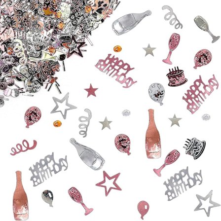 Roséguld Grattis på födelsedagen Konfetti Folier, Jubileumsbord Födelsedag Konfetti Dekorationer Festtillbehör, 3,53 Oz