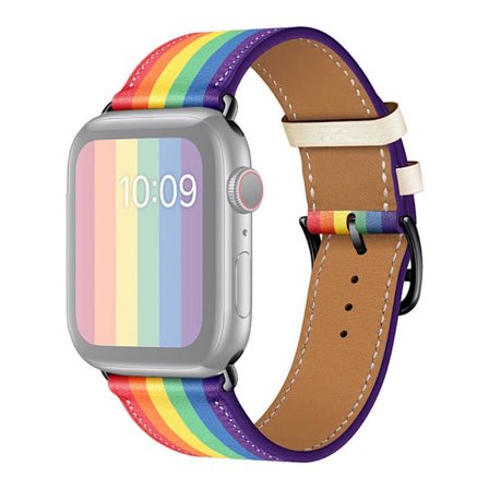 För Apple Watch 42/44mm Läderarmband Pride