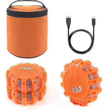 Kryp USB Uppladdningsbara LED-vägbloss Nödljus vid vägkantsvarning Bilsäkerhetsljus Blinkande skiva Flare Kit med magnetisk bas för fordon och fordon