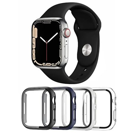 5-pack Glas+Fodral+Armband för Apple Watch armband 44mm 45mm 40mm 41mmm 38 42mm 44mm 45mm Silikon iWatch serie 4 5 6 se 7 8 9 armband