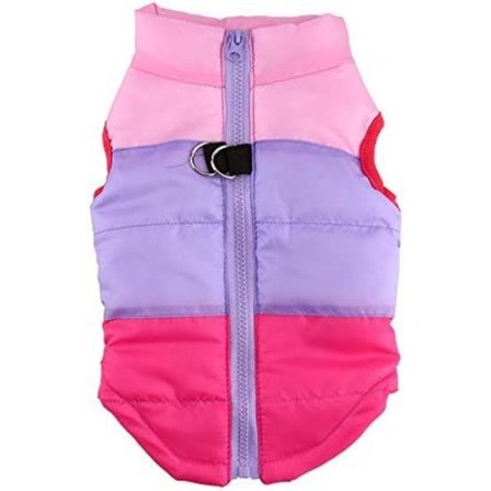 Hunde- og kattefrakke med snorfastgørelsesfarve Patchwork polstret til hvalpe Chihuahua Pug kostumer L rød