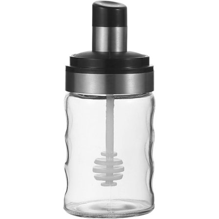Honningdispenser, honningkrukke, honningdåser med ske låg, glas honning