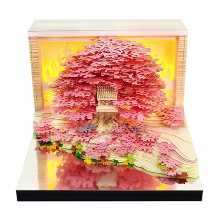 3D Kalender 2026 Unik Papirskulptur Kalender For Skrivebordsdekor Papirskjæring Trehus Med Lys Design Studentgave