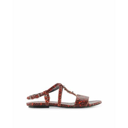 Balenciaga Vintage Pre-owned Balenciaga Black and Red Snakeskin Strappy Flat Sandalen , Rood , Dames , Maat: 38 EU