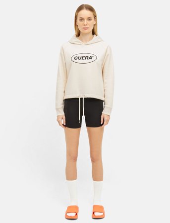 Cuera Cropped Merch Hoodie - Cream - S