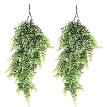 2 stk. 80 cm kunstige hængeplanter til ophængning, persiske blade falsk grøn
