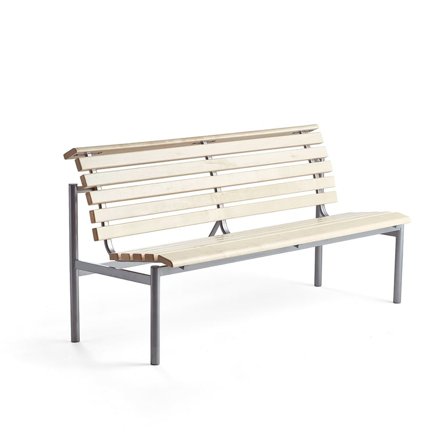 Wooden bench AURORA, 1800x700x900 mm, silver frame, birch