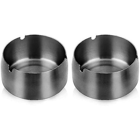 2 stk. Rustfrit Stål Askebægre Moderne Bordplade Vindtæt Indendørs