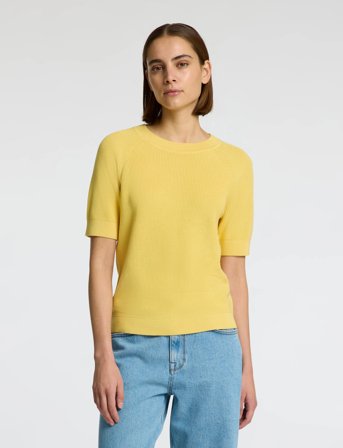 Selected Slfelinna New Ss Knit Top Noos - Yellow - XXL