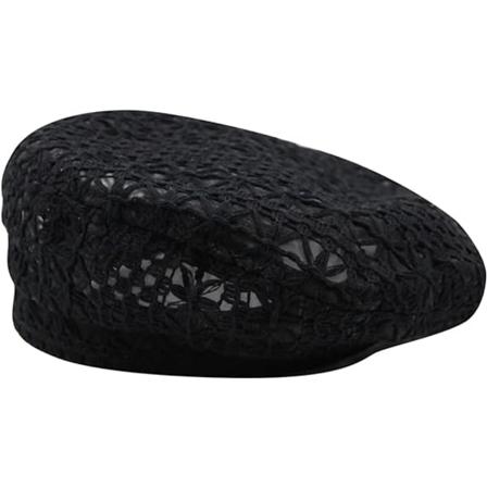 Svart blonder lett beret floral hullet ut lue pustende fri