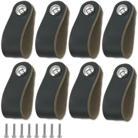 Nahkakahva, musta nahkakahva kaappiin, nahkakahva ruuveilla, pehmeä PU-nahkainen ovenkahva - helppo asentaa [BR]