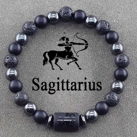 1 stk. Naturlig steinperle Zodiak Armbånd 12 Astrologiske tegn