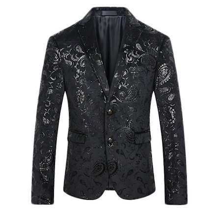 Luksuriøs Paisley Dressjakke for Menn Gull Skinnende Slim Fit Blazer med Knapper