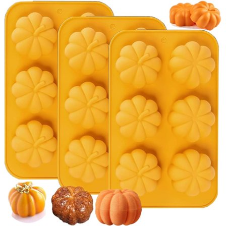 Silikone Græskarm Form 3-pak Græskarsæbeforme Efterårsbageforme til Muffins Cake Pop Jello Chokolade Bombe Efterårs Badebombeforme Thanksgiving Forme