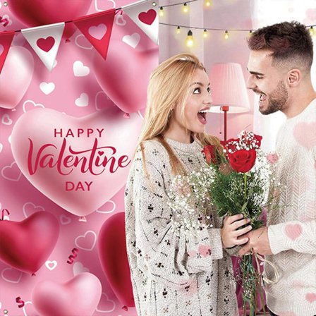 Alla hjärtans dag Romantisk Kärlek Bakgrund Gardin Inomhus Utomhus Alla hjärtans dag Familjedörr Fest Sovrum Dörrgardin pp483[HK]