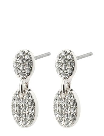 Beat Recycled Crystal Earrings Silver-Plated Øredobber Smykker Sølv Pilgrim*Betinget Tilbud