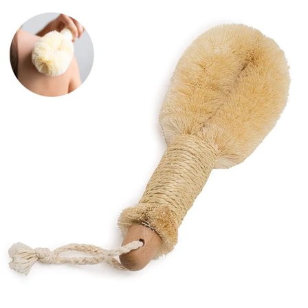 Kroppsborste, massageborste med sisalborstar, naturborst, badborste för att ta bort död hud