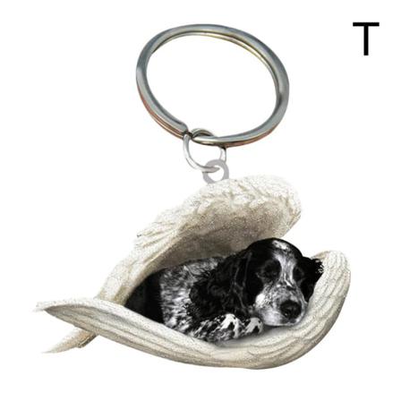 Söt Sovande Hund Ängel Akryl Nyckelring Showcase Hängande Keycha