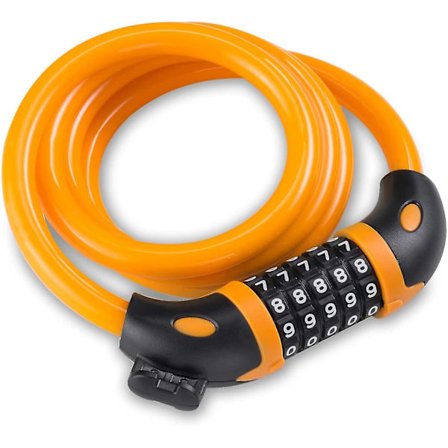 Sykkellås med 5-sifret kode 1,2 m/4 fot sykkelkabelås (oransje)