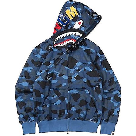 Shark Ape Bape Hoodie Camo Print Polyestertröja Casual Loose Zip Hoodie Jacka För Herr Dam