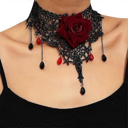 Ros Halsband Gotisk Halsband Spets Halsband Goth Halsband Halsband Kvinnor Blomma Halsband