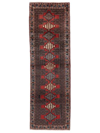 Senneh Rug Oriental Runner Black/Dark Red (Wool, Persia)