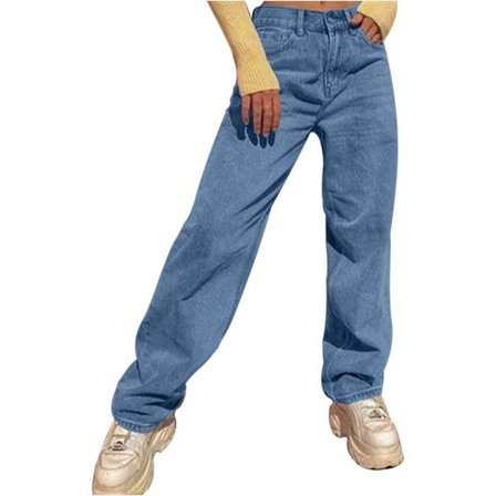 /EA/Damer Baggy Jeans Y2K Stil Høye Jeans. Vide rette jeans.