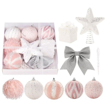 Pink Julepynt Sæt Julehængende Kugler Til Juletræ,jule -stjerne,-sæt