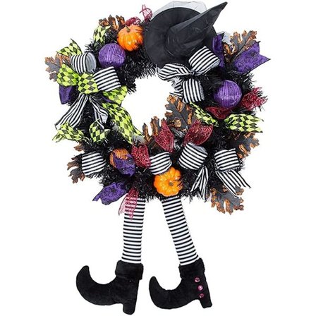 Halloween dekoration, Halloween Krans Ytterdörr, 61 cm Häxa Halloween Krans, Häxa H