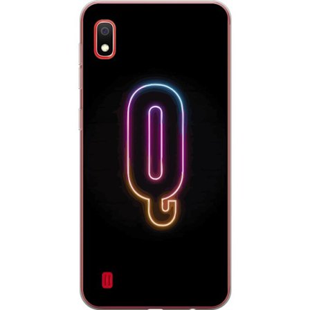 Kompatibel Mobilcover til Samsung Samsung Galaxy A10 Minimalistisk neonbogstav Q i lyse farver mod mørk baggrund