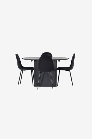 Venture Home - Matgrupp Matilda med 4st stolar Polar - Svart - Matgrupp 4 personer - Från Homeroom