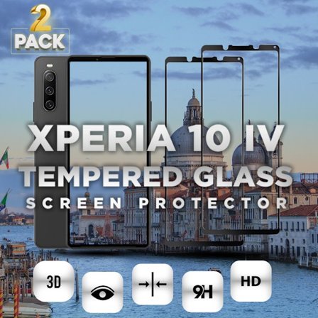2-Pack SONY XPERIA 10 IV Skærmbeskyttelse - Hærdet Glas 9H - Super kvalitet 3D
