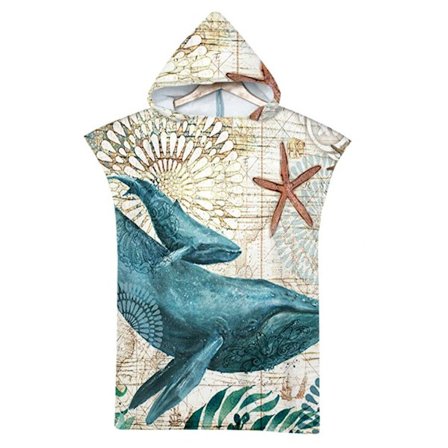 Dolphins Surf Poncho miehille ja naisille - Mikrokuituinen rantaponcho