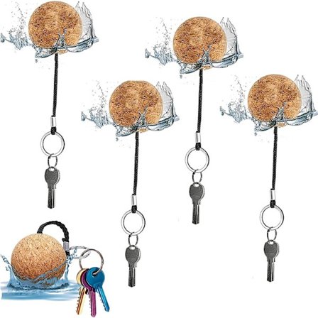 4 stk flytende korkball nøkkelring, 53mm Arine kajakk kano flyte for svømming dykking fiske padling seiling kajakk båt marine(svart)