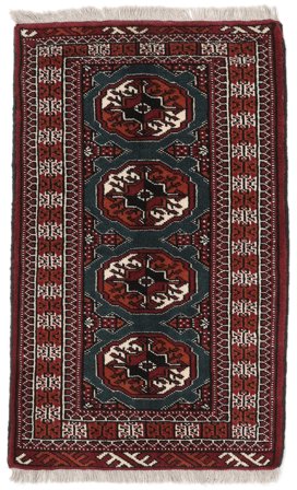 Tappeto Turkaman 61X100 Nero/Rosso Scuro (Lana, Persia)